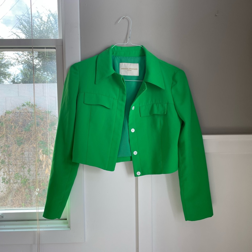 Green cropped blazer